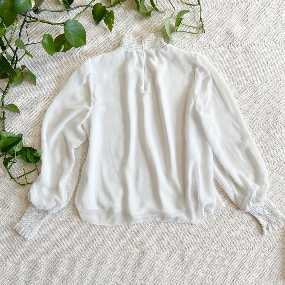 Maison d’Amélie Paris White Balloon Sleeve Chiffon Blouse XS - Picture 7 of 8